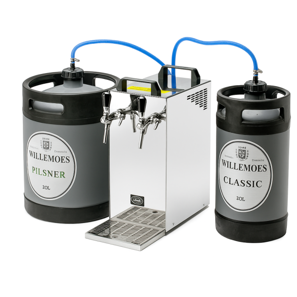 Leje af Fad�lsanl�g med 2 haner inkl. 2 fustager �l