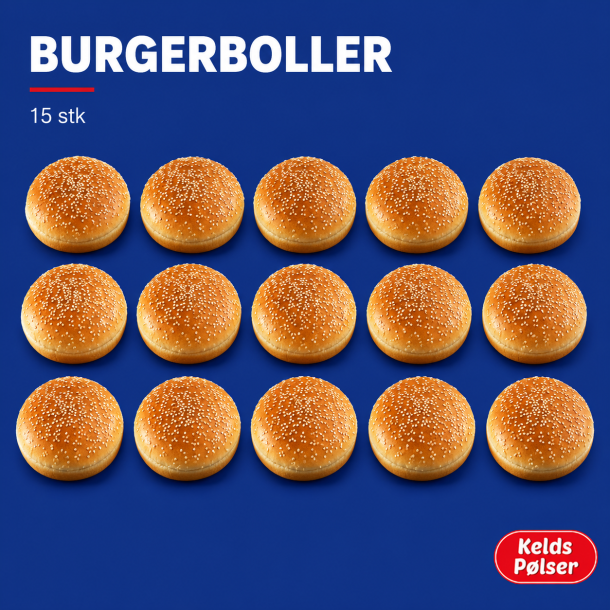 Burgerboller med sesam 115 mm (pose med 15 stk.)