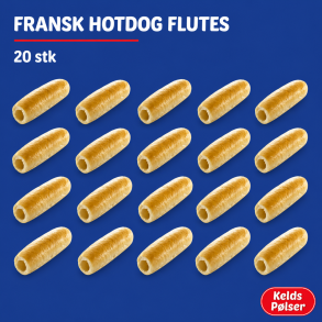 Fransk hotdogs Flutes m/hul (pose med 20 stk.)