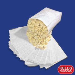 Poser til popcorn & Snacks - Hvide Str 1 med 50 stk